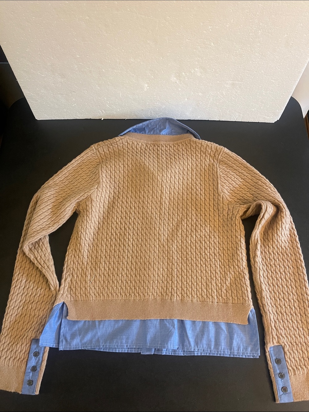 Aaron & Amber Tan Cable-Knit Cardigan Mixed Media Size Medium - Picture 9 of 11